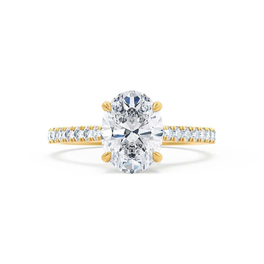 2ct Oval Lab Diamond - 18k Rose Gold Shoulder Set