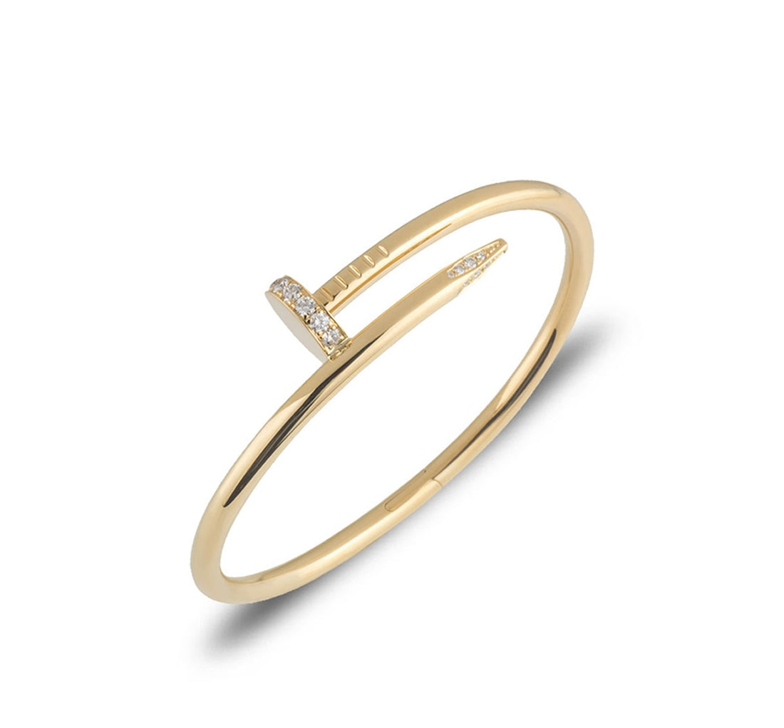 18K Gold Diamond Nail Bracelet
