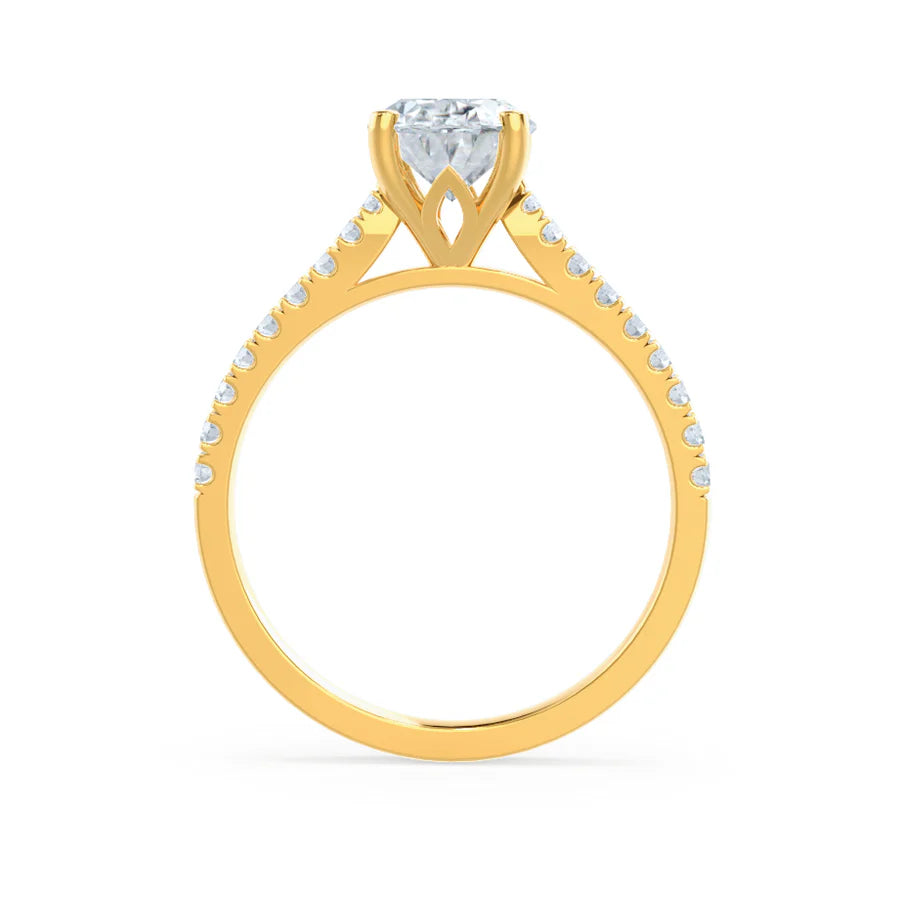 2ct Oval Lab Diamond - 18k Rose Gold Shoulder Set