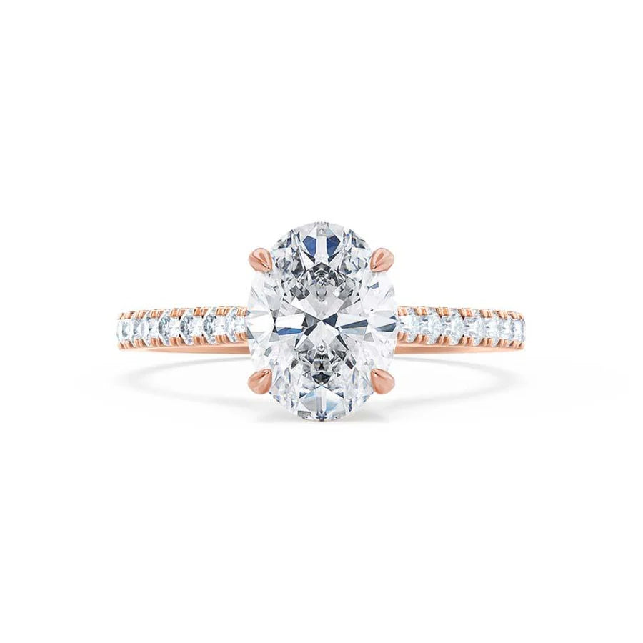 2ct Oval Lab Diamond - 18k Rose Gold Shoulder Set