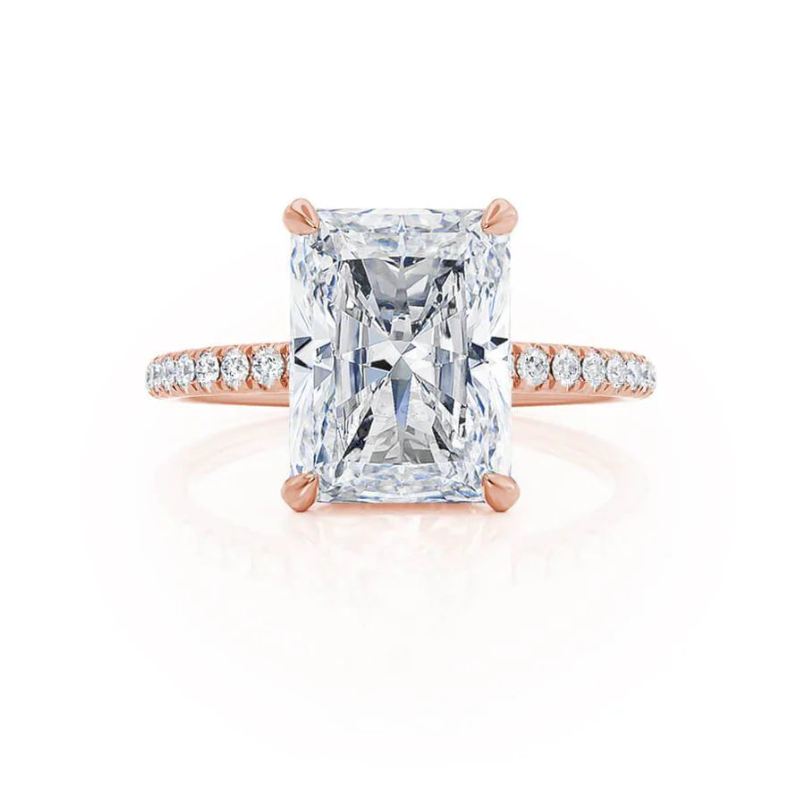 2ct Radiant Lab Diamond - 18k Gold Micro Pavé Hidden Halo
