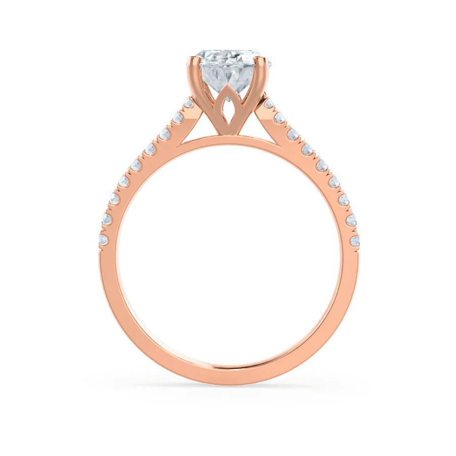 2ct Oval Lab Diamond - 18k Rose Gold Shoulder Set