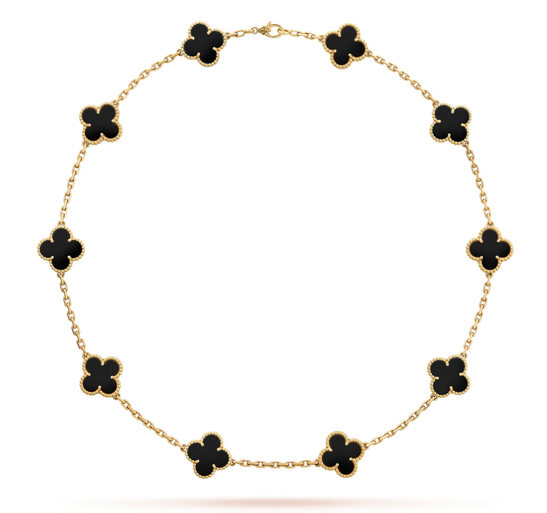 10 Clover Necklace - Onyx