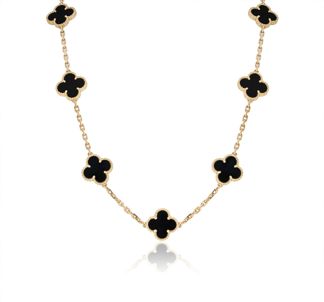 10 Clover Necklace - Onyx