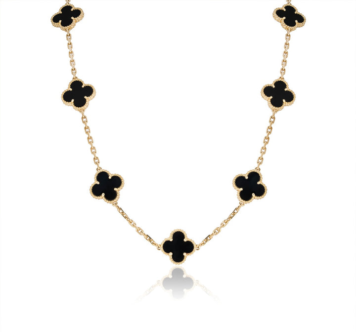 10 Clover Necklace - Onyx