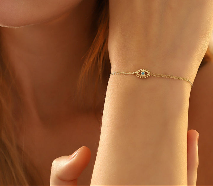 14K Gold Evil Eye Bracelet