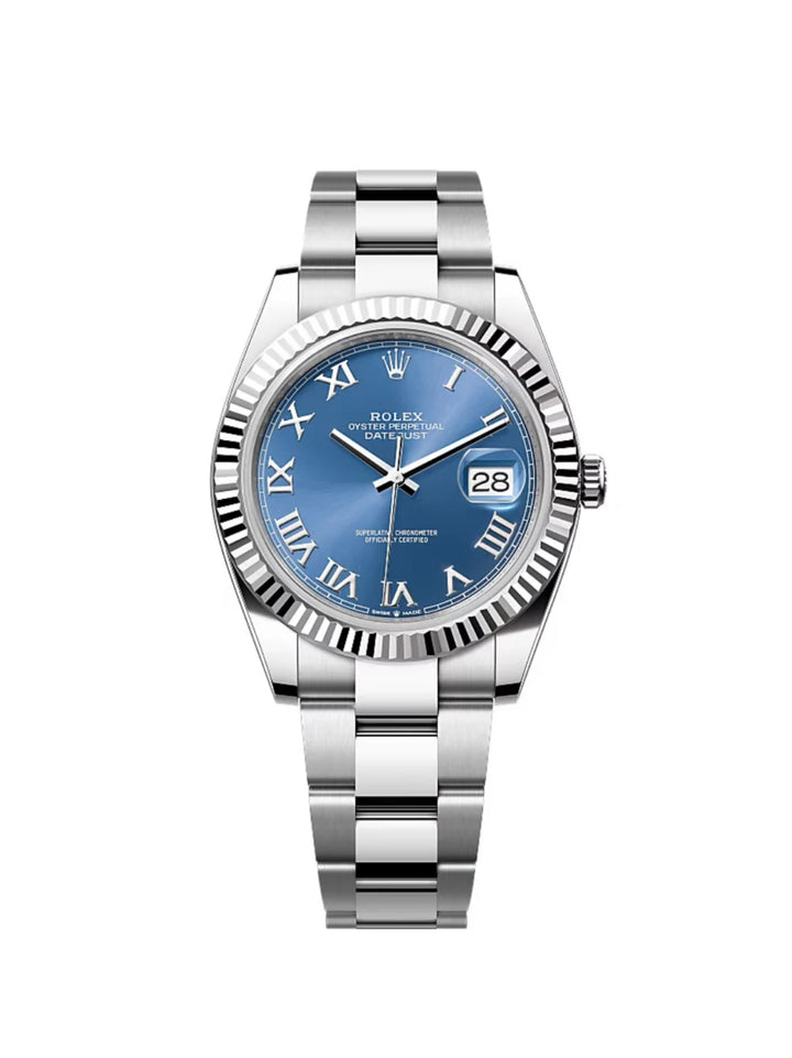2020 ROLEX DATEJUST 41 AZZURO BLUE ROMAN NUMERAL DIAL STEEL OYSTER