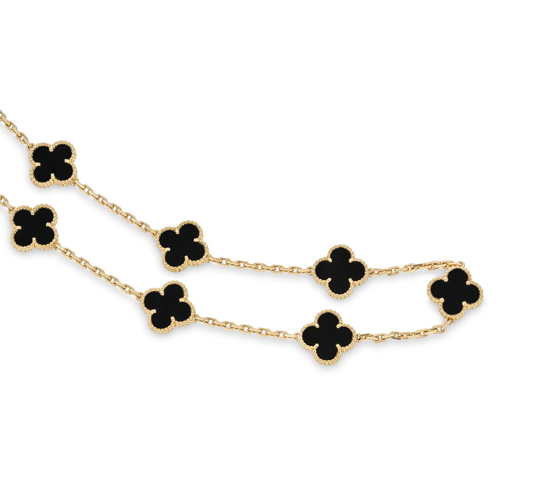 10 Clover Necklace - Onyx