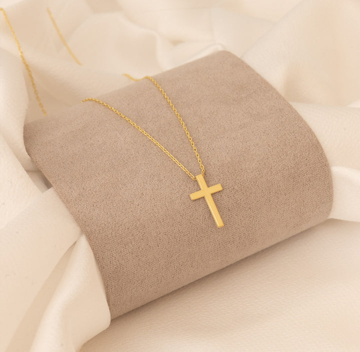 14K Solid Gold Cross Necklace