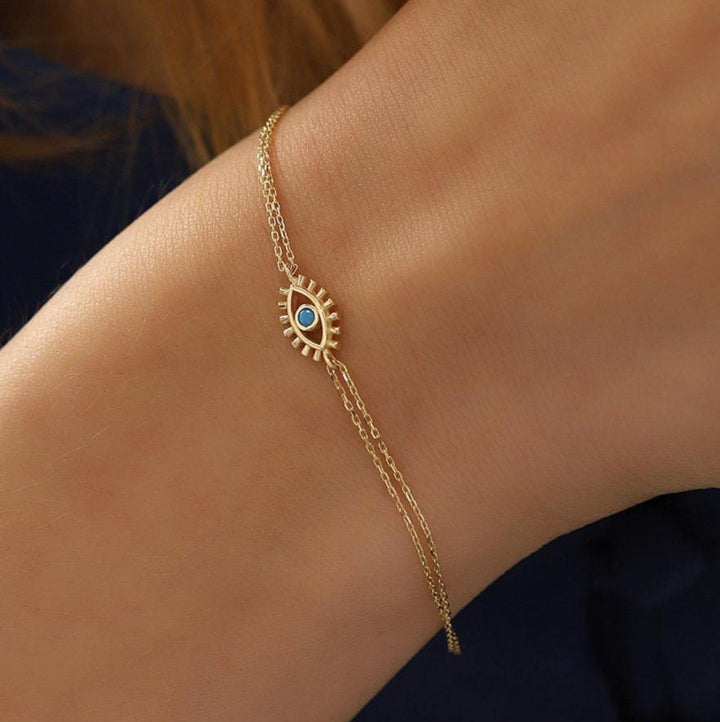 14K Gold Evil Eye Bracelet