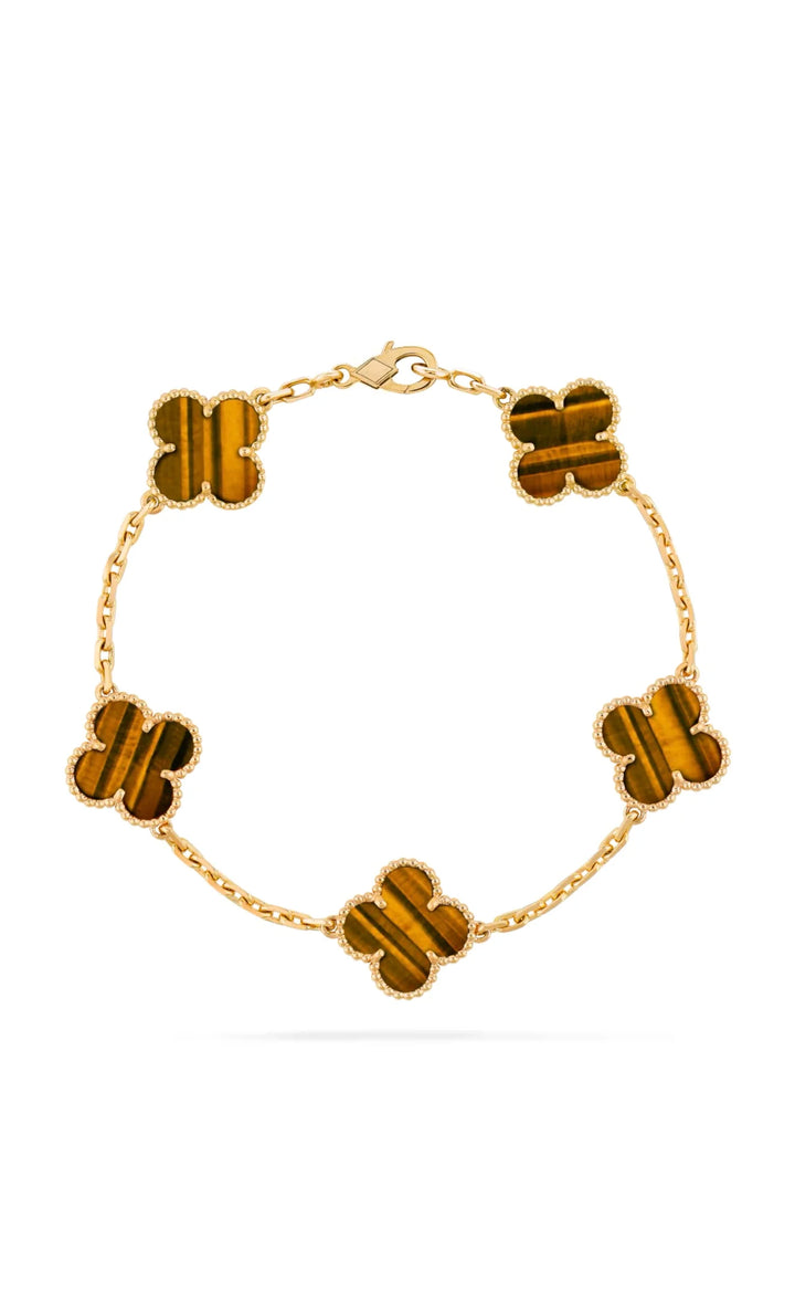 5 Clover Bracelet - Tigers Eye