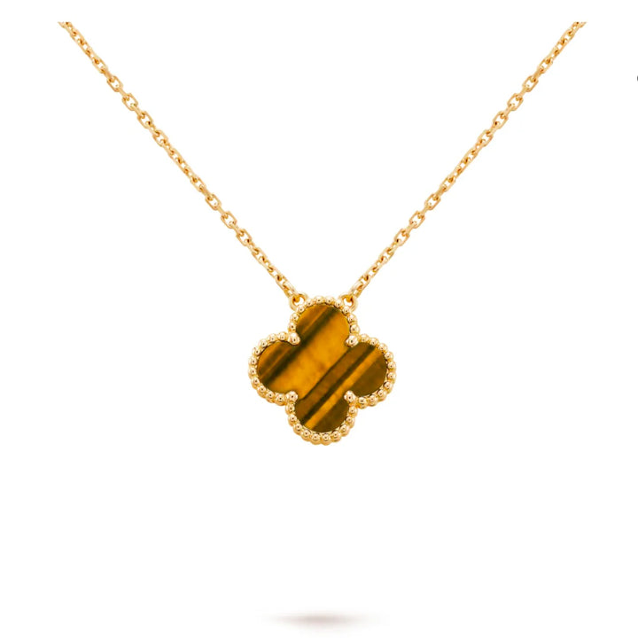 Single Clover Necklace - Tigers Eye