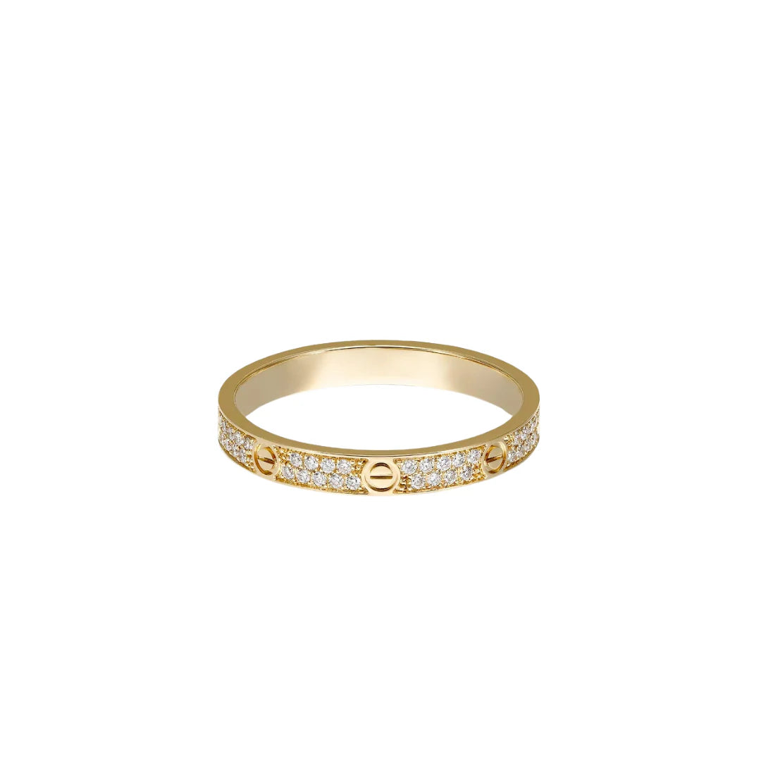 Thin Screw Pavé Love Ring