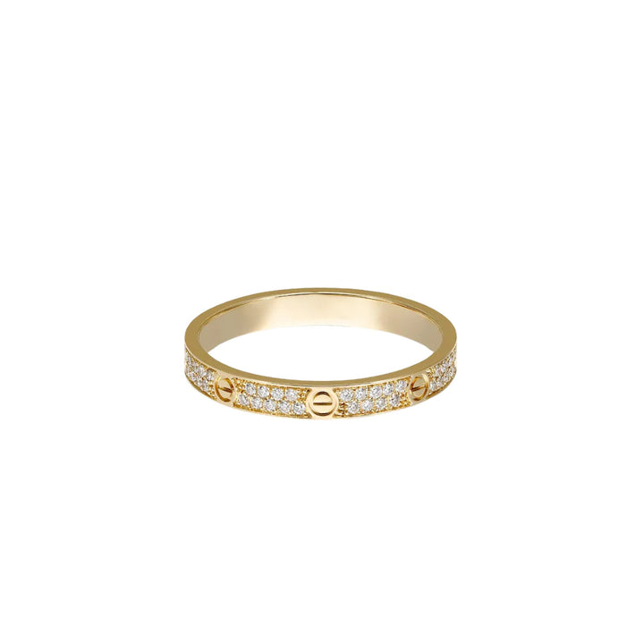 Thin Screw Pavé Love Ring