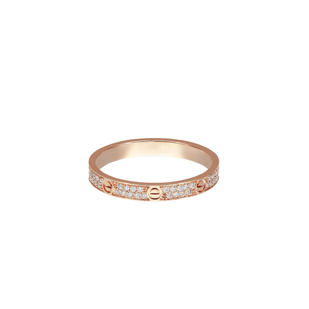 Thin Screw Pavé Love Ring