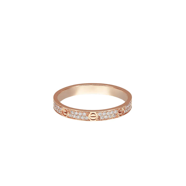 Thin Screw Pavé Love Ring