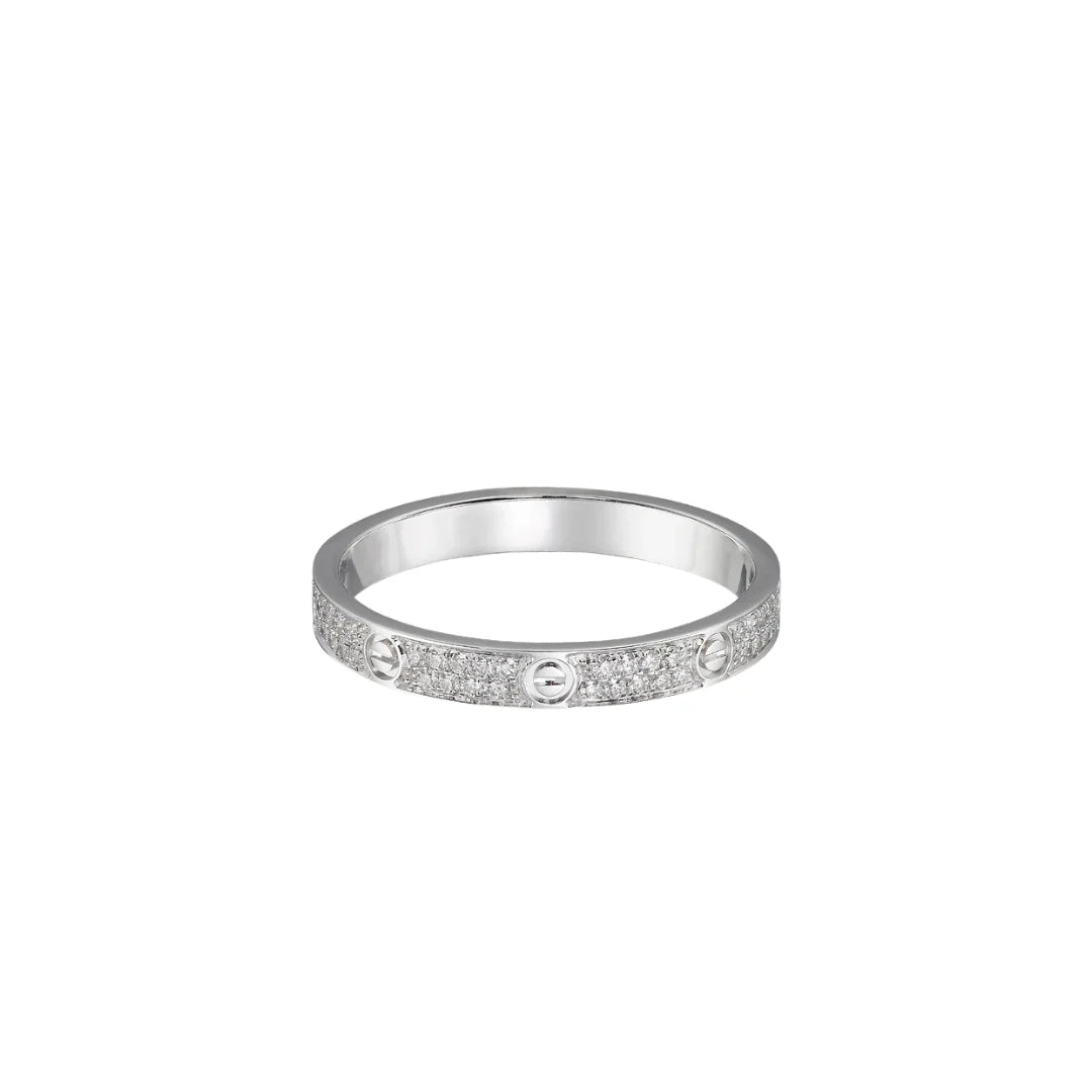 Thin Screw Pavé Love Ring
