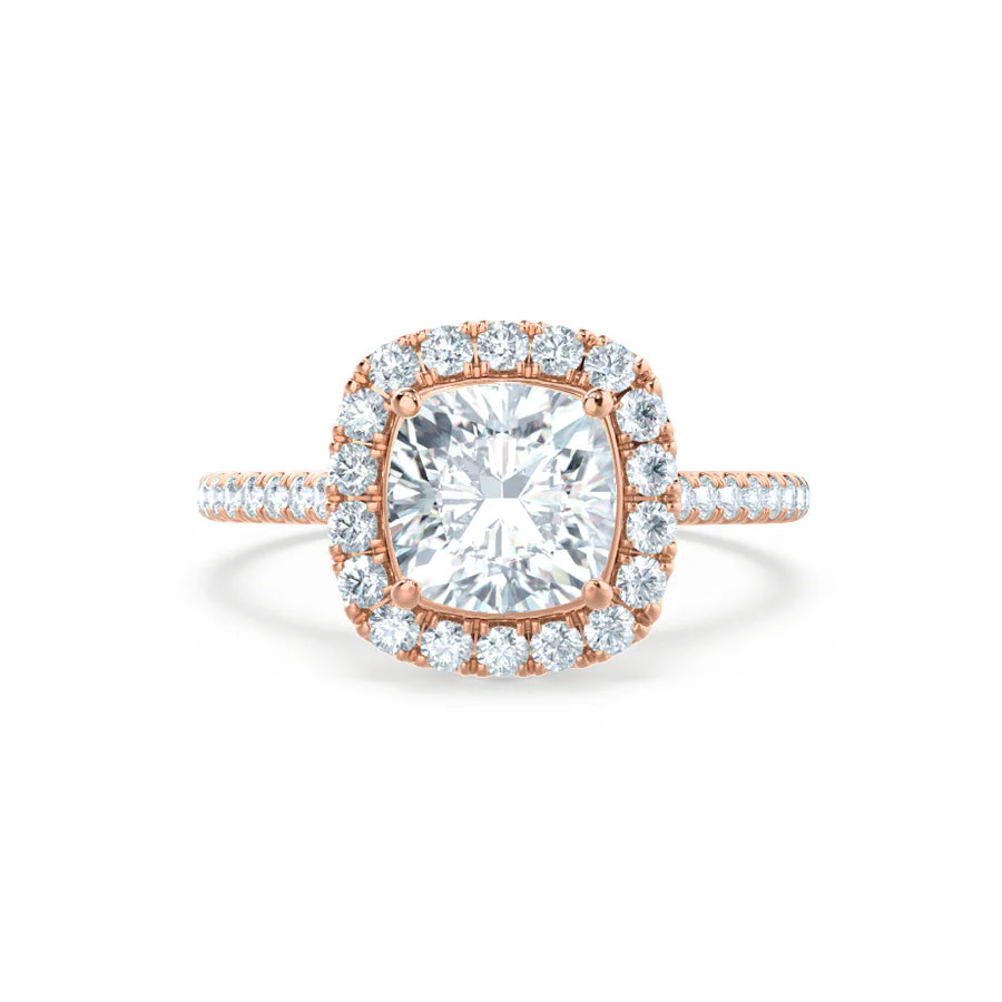2ct Cushion Lab Diamond - 18K Gold Halo