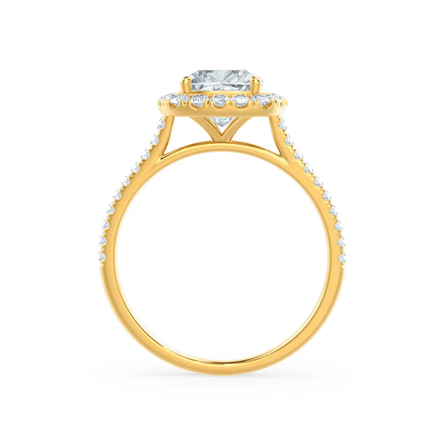 2ct Cushion Lab Diamond - 18K Gold Halo