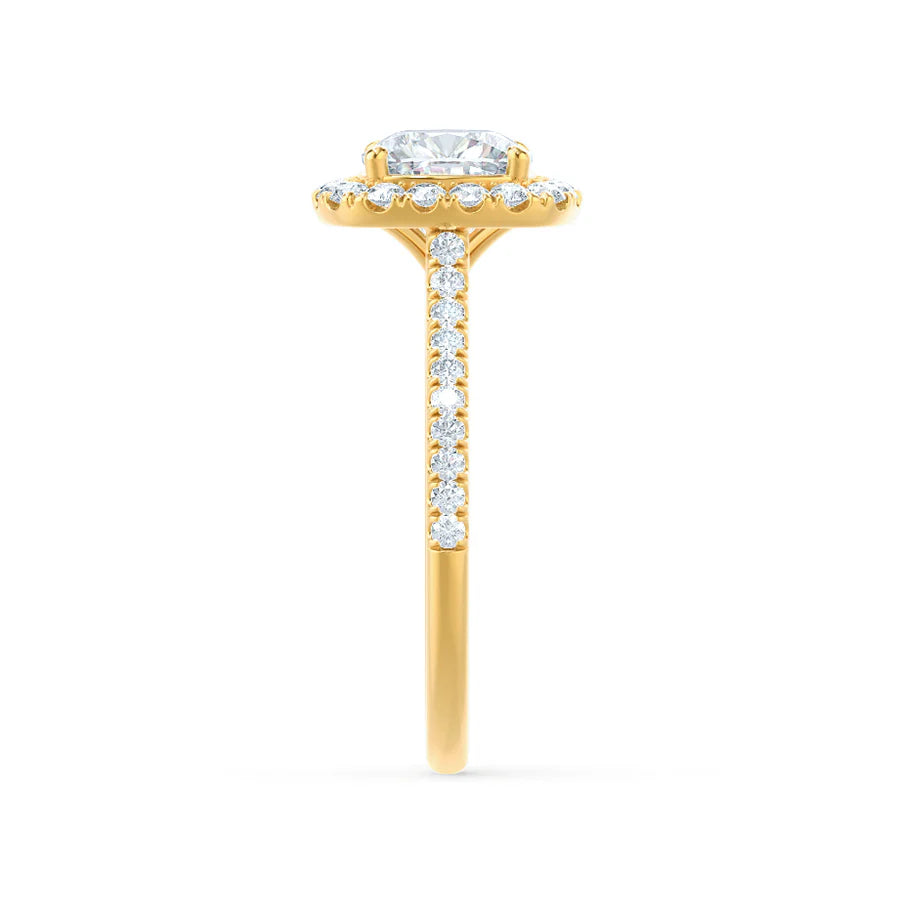 2ct Cushion Lab Diamond - 18K Gold Halo