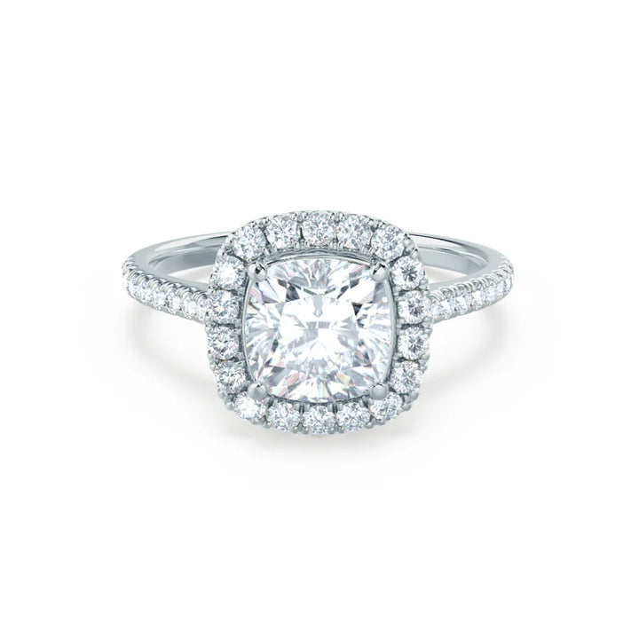 2ct Cushion Lab Diamond - 18K Gold Halo