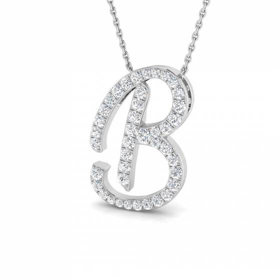'B' ITALIC ROUND CUT PENDANT
