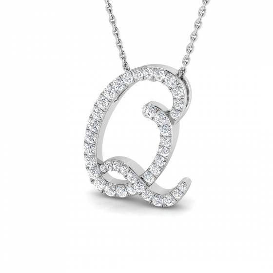 'Q' Italic Round Cut Pendant