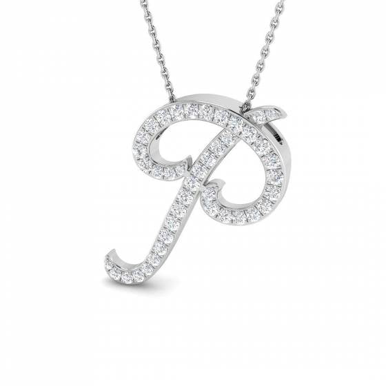 'P' Italic Round Cut Pendant