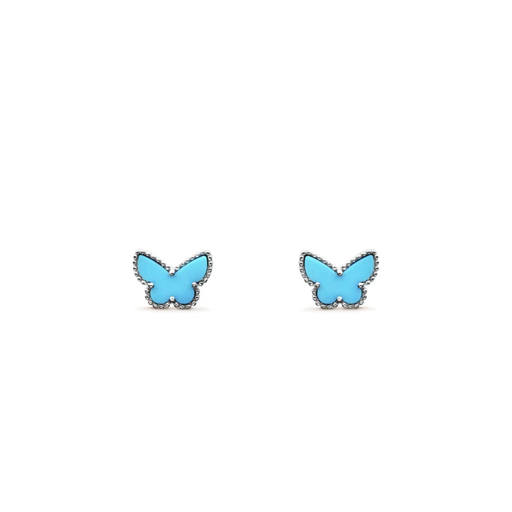 18K White Gold Turquoise Butterfly Earrings