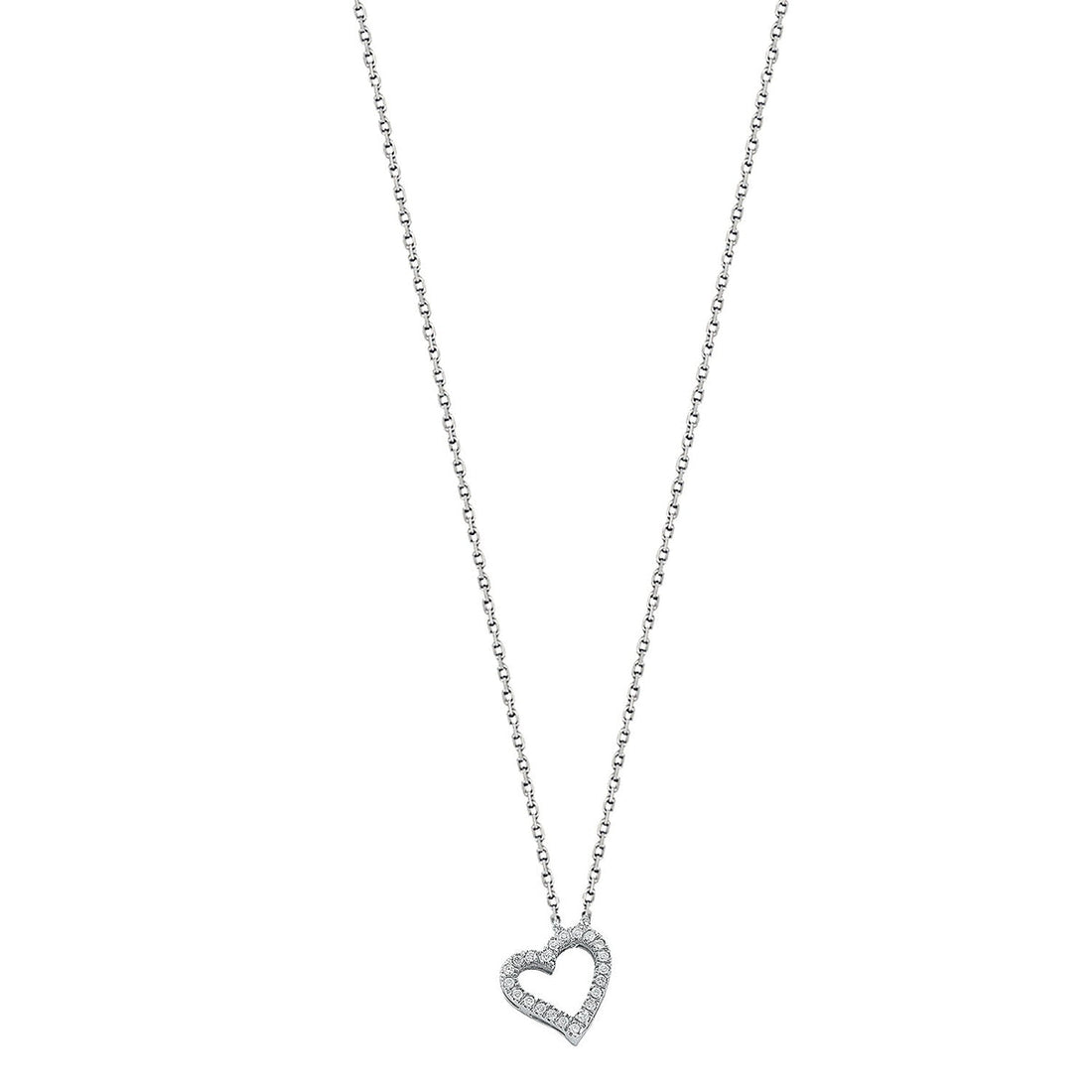 9ct White Gold Diamond Heart Pendant