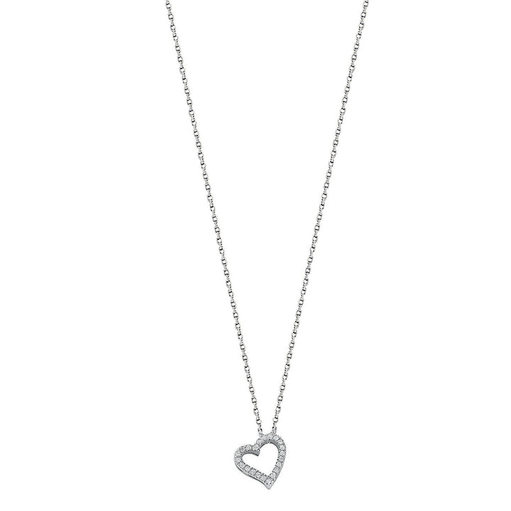 9ct White Gold Diamond Heart Pendant