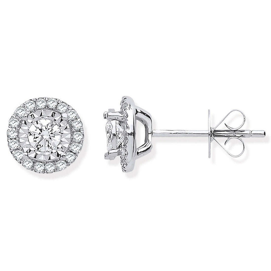 18ct White Gold Halo Diamond Studs