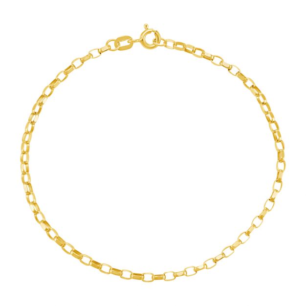 9ct Yellow Gold Diamond Cut Belcher Bracelet- 2.25mm - 7"- Ladies