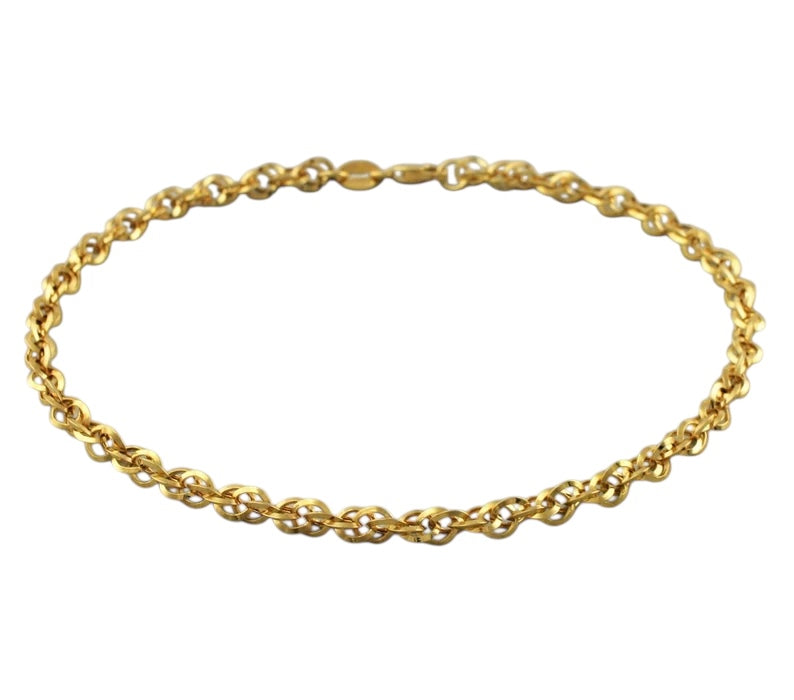 9ct Gold Diamond Cut Prince Of Wales Chain Bracelet 19cm / 7.5 inch