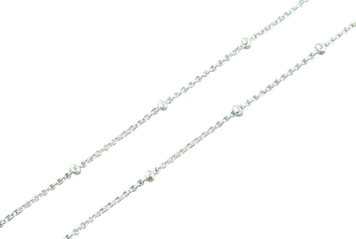 Dainty 925 Sterling Silver Beaded Chain Bracelet 7"
