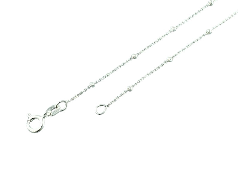 Dainty 925 Sterling Silver Beaded Chain Bracelet 7"