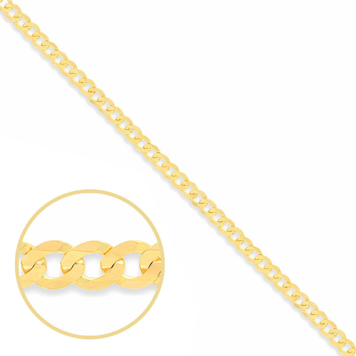 9ct Italian Curb Chain - Bevelled Edge, 3mm | 22"