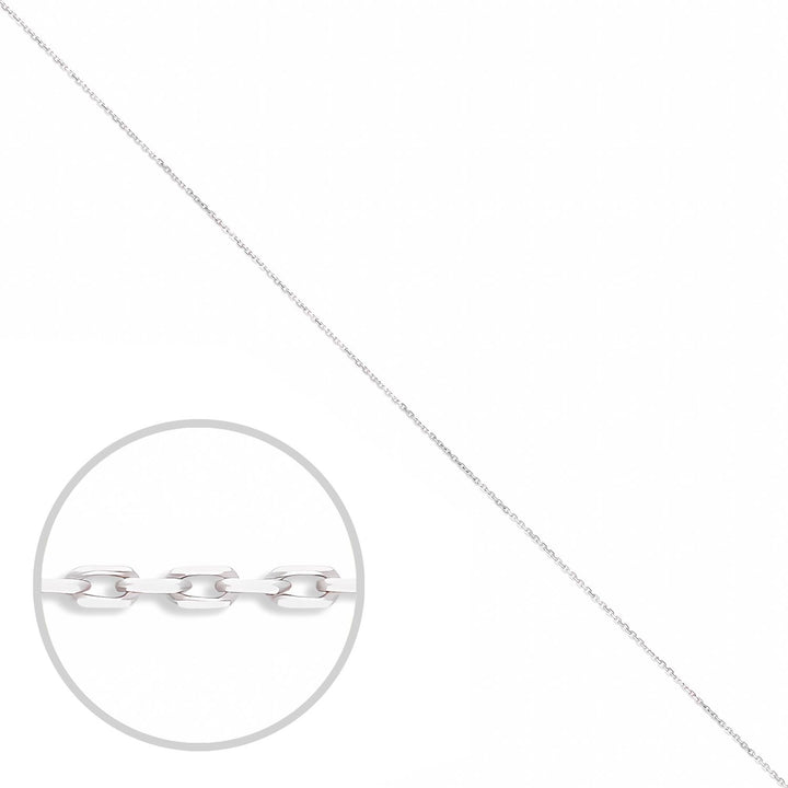 9CT WHITE GOLD SOLID DIAMOND CUT ITALIAN FINE BELCHER CHAIN - 0.8MM